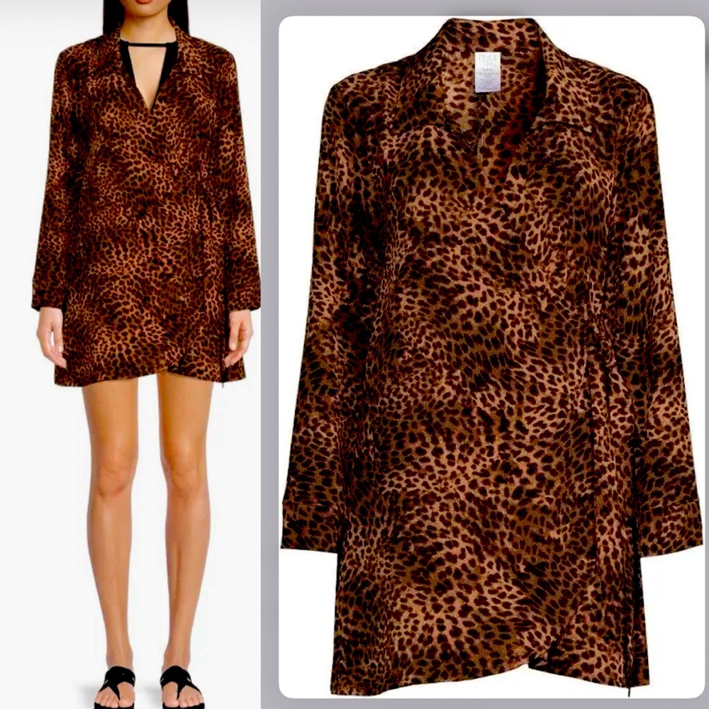 COPY - Leopard Print V-Neck Wrap Swim Coverup